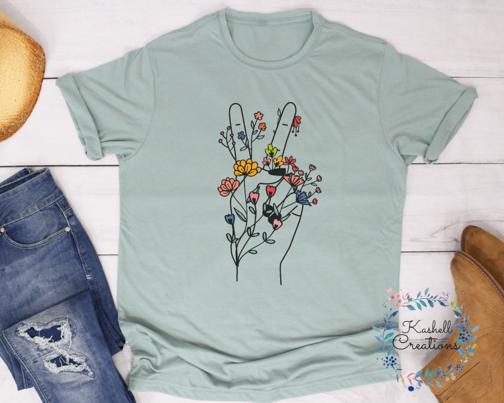 Flower Peace T-Shirt - Kashell Creations
