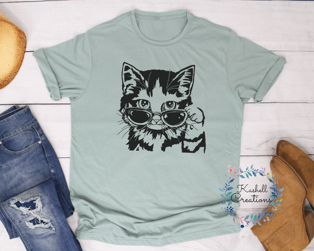 Cat with Glasses T Shirt